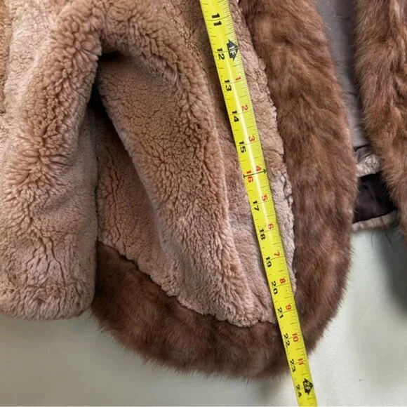 Creeds Vintage 70s Sheared Beaver Mink Cur Jacket Crop Short Soft Cape Wrap Coat - Picture 16 of 16